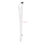 Lanyard en RPET mousqueton métallique et fermeture de sécurité 20 mm couleur blanc