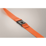 Lanyard en RPET mousqueton métallique et fermeture de sécurité 20 mm couleur orange sixième vue photographique