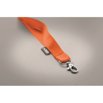 Lanyard en RPET mousqueton métallique et fermeture de sécurité 20 mm couleur orange septième vue photographique