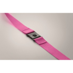 Lanyard en RPET mousqueton métallique et fermeture de sécurité 20 mm couleur rose sixième vue photographique