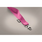 Lanyard en RPET mousqueton métallique et fermeture de sécurité 20 mm couleur rose septième vue photographique