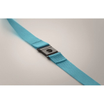 Lanyard en RPET mousqueton métallique et fermeture de sécurité 20 mm couleur turquoise sixième vue photographique