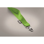 Lanyard en RPET mousqueton métallique et fermeture de sécurité 20 mm couleur vert pomme septième vue photographique