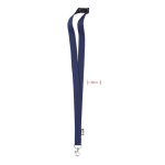 Lanyard en RPET mousqueton métallique et fermeture de sécurité 20 mm couleur bleu marine