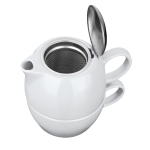 Service à thé avec théière personnalisée de 440 ml et tasse Duet couleur blanc première vue