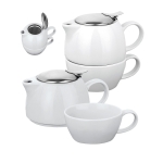 Service à thé avec théière personnalisée de 440 ml et tasse Duet diverses couleurs