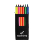 Boîte de 6 crayons de couleur en bois avec logo fluorescent Funky couleur noir image avec logo 2