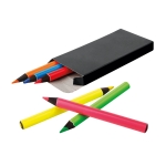 Boîte de 6 crayons de couleur en bois avec logo fluorescent Funky couleur noir cinquième vue