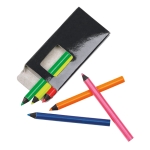 Boîte de 6 crayons de couleur en bois avec logo fluorescent Funky couleur noir sixième vue