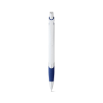 Stylo en plastique blanc avec détail de couleur et encre bleue couleur bleu première vue