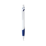 Stylo en plastique blanc avec détail de couleur et encre bleue couleur bleu deuxième vue