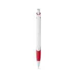 Stylo en plastique blanc avec détail de couleur et encre bleue couleur rouge première vue