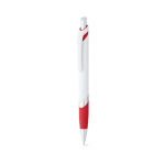 Stylo en plastique blanc avec détail de couleur et encre bleue couleur rouge deuxième vue