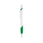 Stylo en plastique blanc avec détail de couleur et encre bleue couleur vert