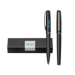 Lot de roller et stylo à encre bleue dans un étui rembourré Titan avec zone d'impression