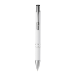Stylo imprimé en plastique avec clip métal Encre Bleue Aster Budget couleur blanc première vue
