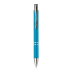 Stylo imprimé en plastique avec clip métal Encre Bleue Aster Budget couleur bleu ciel première vue