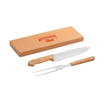 Set barbecue en acier inoxydable avec 2 couverts Duo couleur naturel image avec logo