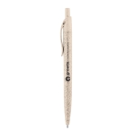 Stylo bille éco de couleur paille de blé avec encre bleue NaturalFlow couleur bois clair image avec logo