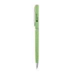 Stylos de couleur paille de blé avec clip et encre noire Vip Natural couleur vert clair image avec logo