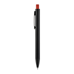 Stylo en aluminium finition mate avec bouton-poussoir, encre bleue couleur rouge