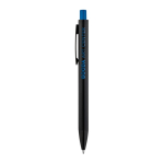 Stylo en aluminium finition mate avec bouton-poussoir, encre bleue couleur bleu roi image avec logo