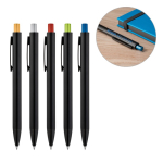 Stylo en aluminium finition mate avec bouton-poussoir, encre bleue diverses couleurs