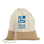 Sac cordon personnalisé en coton 160g/m2 et jute Natural avec zone d'impression