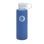 Bouteilles sportives en verre de borosilicate 380 ml Crystal Ring couleur bleu image avec logo