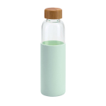 Gourde en verre avec bouchon en bambou et housse en silicone 600ml couleur vert clair
