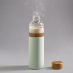 Gourde en verre avec bouchon en bambou et housse en silicone 600ml couleur vert clair quatrième vue