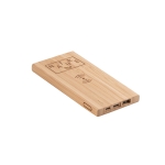 Banque d'énergie sans fil personnalisée en bambou 5.000 mAh Natura couleur naturel image avec logo