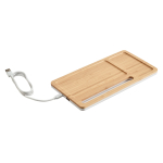 Set de table en bambou Bamboo Tidy avec chargeur sans fil Bamboo Tidy couleur naturel
