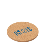 Sous-verre rond personnalisé en liège avec logo avec zone d'impression