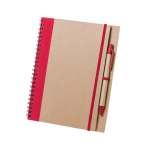 Cahier à spirale avec stylo et anneaux A5 avec pages lisses Colouring couleur rouge première vue
