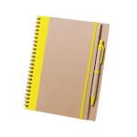Cahier à spirale avec stylo et anneaux A5 avec pages lisses Colouring couleur jaune première vue