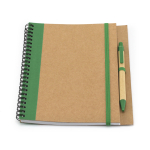 Cahier à spirale avec stylo et anneaux A5 avec pages lisses Colouring couleur vert deuxième vue