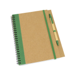 Cahier à spirale avec stylo et anneaux A5 avec pages lisses Colouring couleur vert quatrième vue