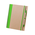 Cahier à spirale avec stylo et anneaux A5 avec pages lisses Colouring couleur vert première vue