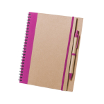 Cahier à spirale avec stylo et anneaux A5 avec pages lisses Colouring couleur fuchsia première vue