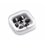 Écouteurs de différentes couleurs avec connexion jack dans étui blanc couleur noir première vue