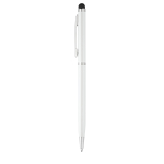 Stylo fin avec pointe tactile, couleur chromée, encre bleue Vip Thin couleur blanc