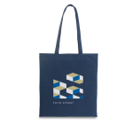 Sac en coton imprimé coloré longues anses 100 g/m² couleur bleu marine image avec logo