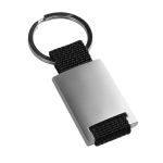 Porte-clés sérigraphié en métal avec bande coloré en polyester Colors couleur noir