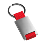 Porte-clés sérigraphié en métal avec bande coloré en polyester Colors couleur rouge