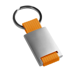 Porte-clés sérigraphié en métal avec bande coloré en polyester Colors couleur orange