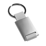 Porte-clés sérigraphié en métal avec bande coloré en polyester Colors couleur gris clair