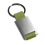 Porte-clés sérigraphié en métal avec bande coloré en polyester Colors couleur vert clair