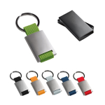 Porte-clés sérigraphié en métal avec bande coloré en polyester Colors diverses couleurs