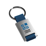 Porte-clés sérigraphié en métal avec bande coloré en polyester Colors avec zone d'impression